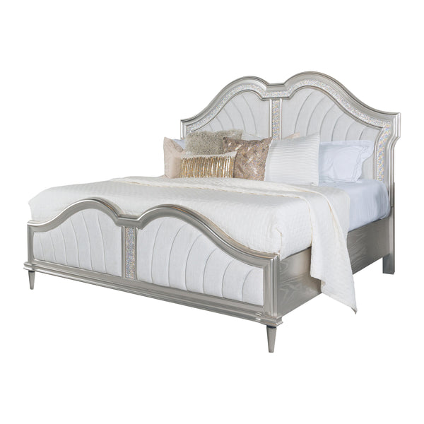 Coaster Furniture Evangeline 223391Q Tufted Upholstered Platform Queen Bed - Ivory/Silver Oak IMAGE 1