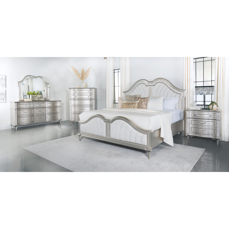 Coaster Furniture Evangeline 223391Q Tufted Upholstered Platform Queen Bed - Ivory/Silver Oak IMAGE 2
