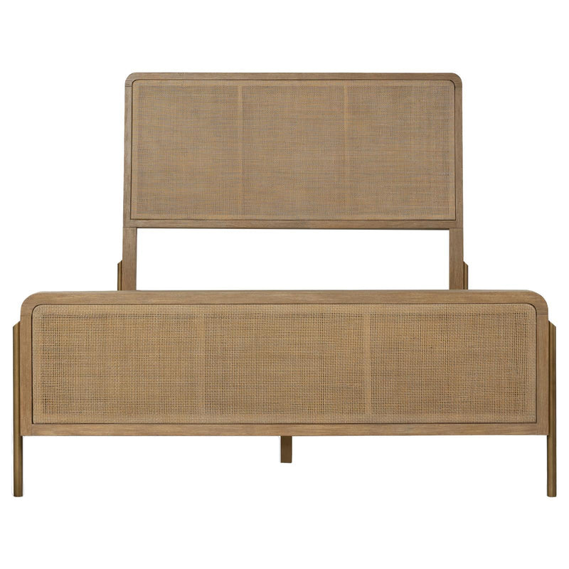 Coaster Furniture Arinia 224300Q Upholstered Queen Panel Bed - Sand Wash/Natural Cane IMAGE 3