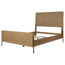 Coaster Furniture Arinia 224300Q Upholstered Queen Panel Bed - Sand Wash/Natural Cane IMAGE 4