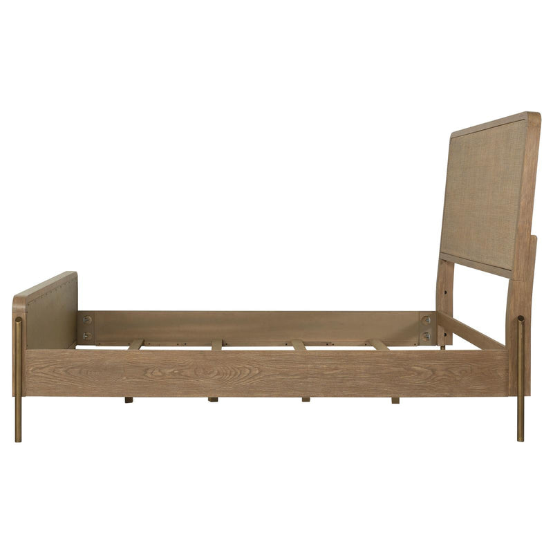 Coaster Furniture Arinia 224300Q Upholstered Queen Panel Bed - Sand Wash/Natural Cane IMAGE 5