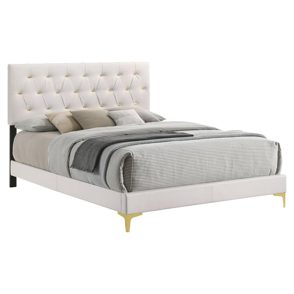 Coaster Furniture Kendall 224401KW Tufted Upholstered Panel Eastern King Bed - White IMAGE 1