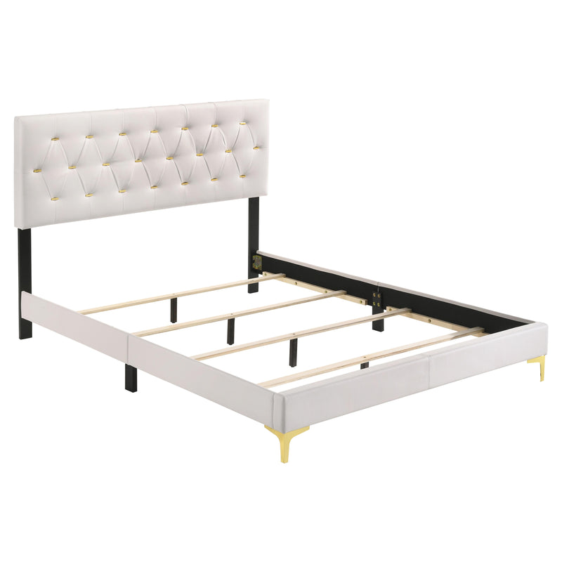 Coaster Furniture Kendall 224401KW Tufted Upholstered Panel Eastern King Bed - White IMAGE 3