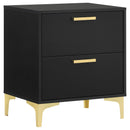 Coaster Furniture Kendall 224452 2-Drawer Nightstand - Black/Gold IMAGE 1