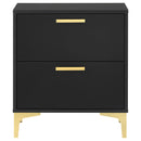 Coaster Furniture Kendall 224452 2-Drawer Nightstand - Black/Gold IMAGE 2