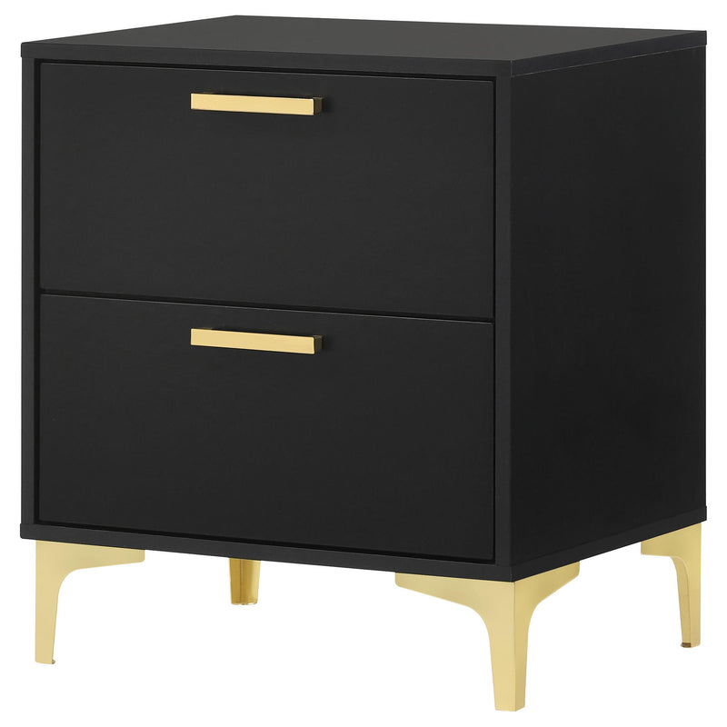 Coaster Furniture Kendall 224452 2-Drawer Nightstand - Black/Gold IMAGE 3