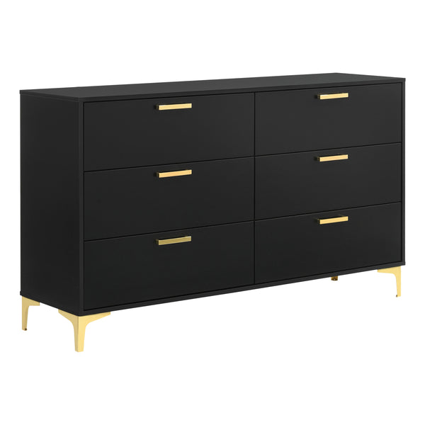Coaster Furniture Kendall 224453 6-Drawer Dresser - Black/Gold IMAGE 1