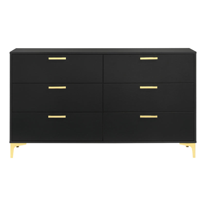 Coaster Furniture Kendall 224453 6-Drawer Dresser - Black/Gold IMAGE 3