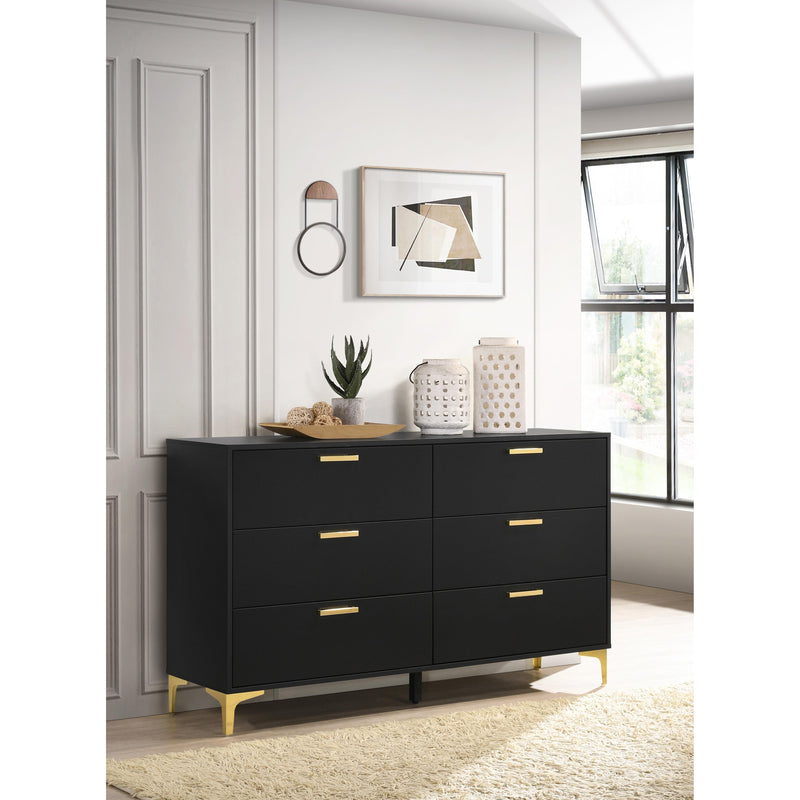 Coaster Furniture Kendall 224453 6-Drawer Dresser - Black/Gold IMAGE 7
