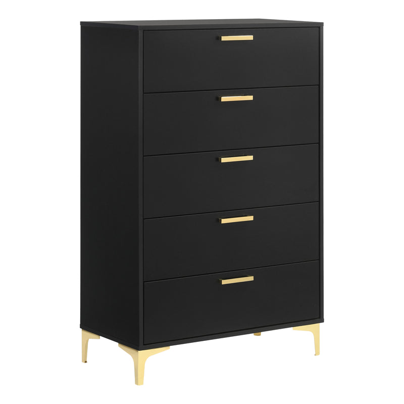 Coaster Furniture Kendall 224455 5-Drawer Chest - Black/Gold IMAGE 1