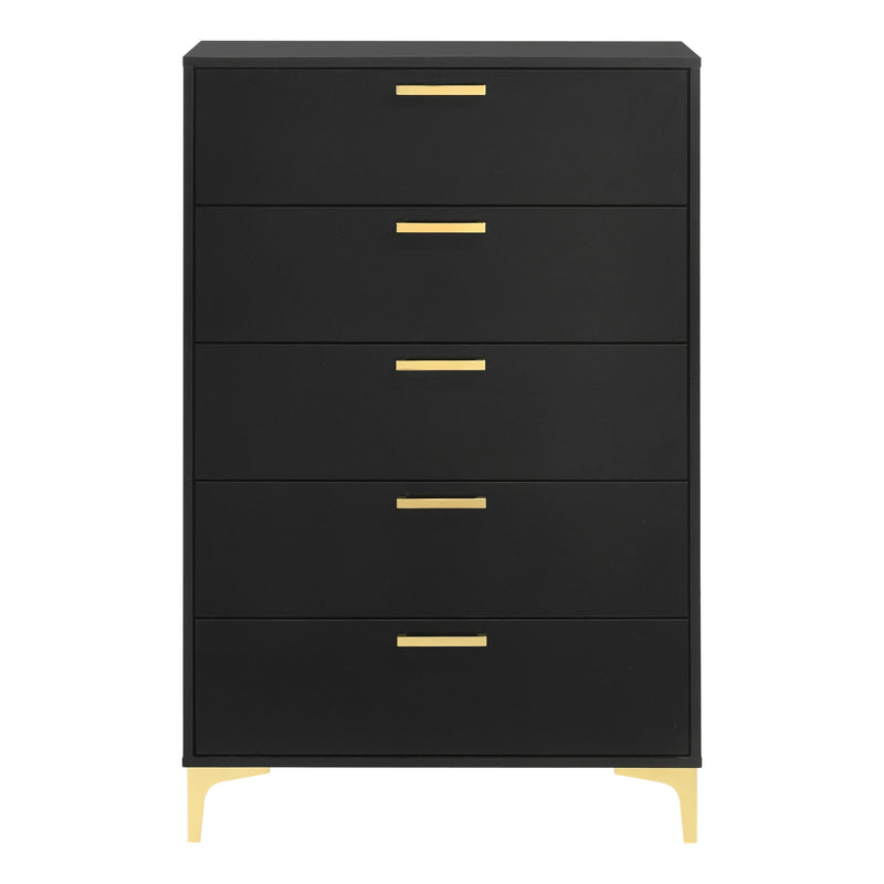 Coaster Furniture Kendall 224455 5-Drawer Chest - Black/Gold IMAGE 3