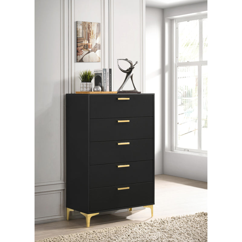 Coaster Furniture Kendall 224455 5-Drawer Chest - Black/Gold IMAGE 7