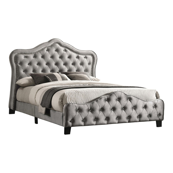 Coaster Furniture Bella 315871KE Upholstered Tufted Panel Bed - Grey IMAGE 1