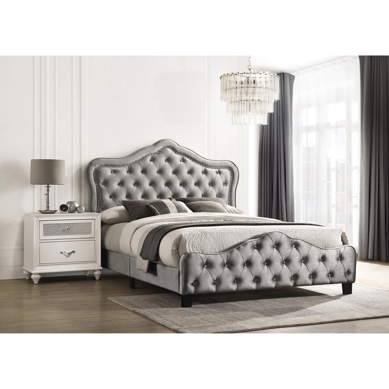 Coaster Furniture Bella 315871KW Upholstered Tufted Panel Bed - Grey IMAGE 2