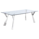 Coaster Furniture Alaia 190711 Rectangular Glass Top Dining Table - Clear/Chrome IMAGE 1