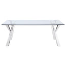 Coaster Furniture Alaia 190711 Rectangular Glass Top Dining Table - Clear/Chrome IMAGE 2