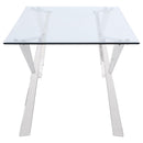 Coaster Furniture Alaia 190711 Rectangular Glass Top Dining Table - Clear/Chrome IMAGE 3