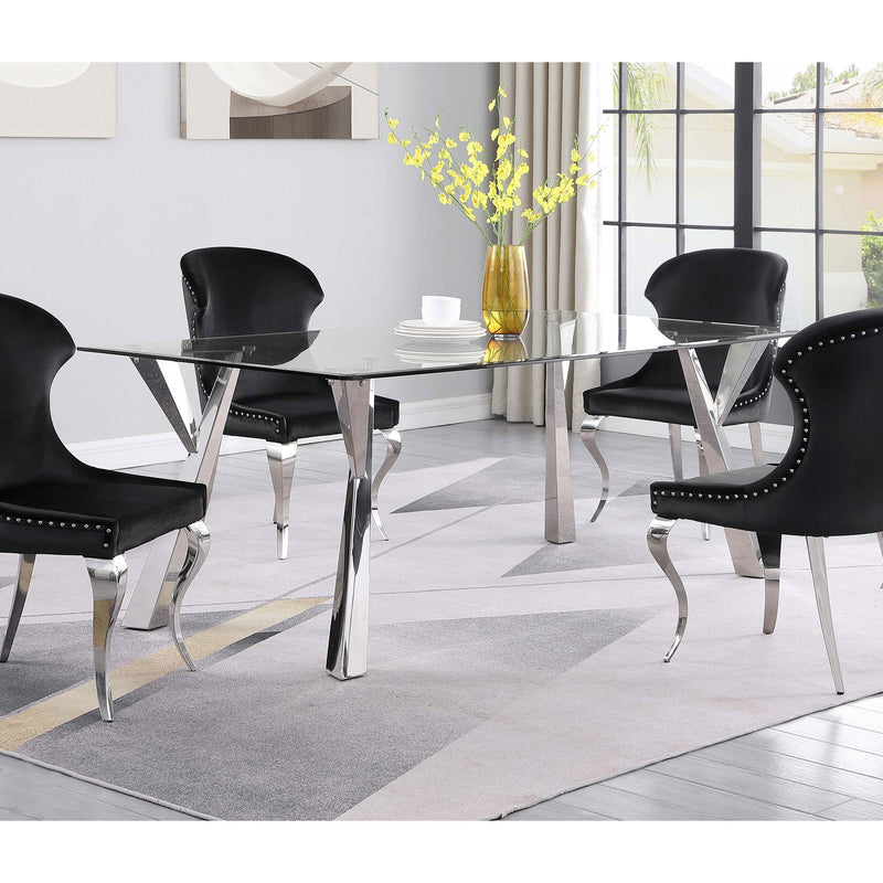 Coaster Furniture Alaia 190711 Rectangular Glass Top Dining Table - Clear/Chrome IMAGE 4