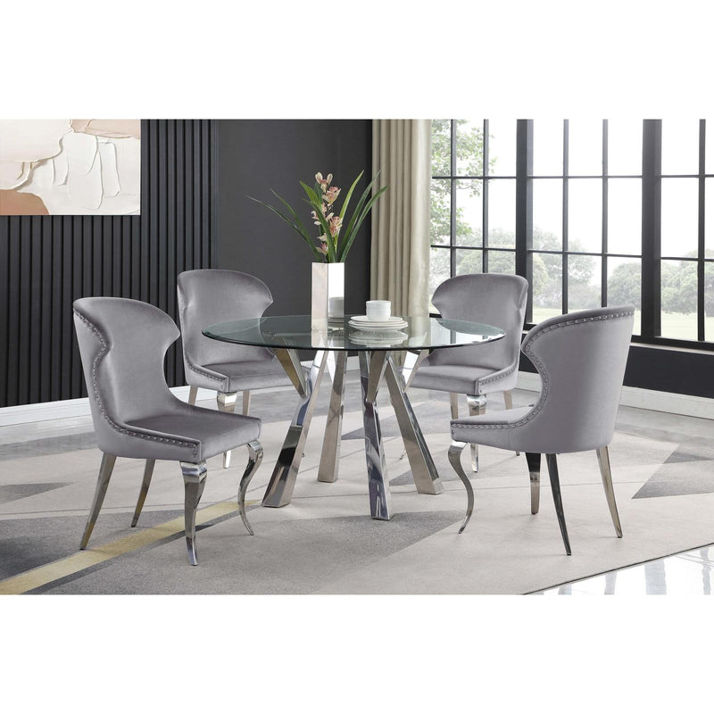 Coaster Furniture Cheyanne 190743 Upholstered Wingback Side Chair with Nailhead Trim - Chrome/Grey IMAGE 10