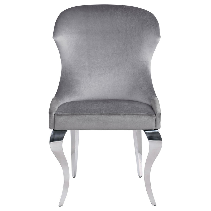 Coaster Furniture Cheyanne 190743 Upholstered Wingback Side Chair with Nailhead Trim - Chrome/Grey IMAGE 3