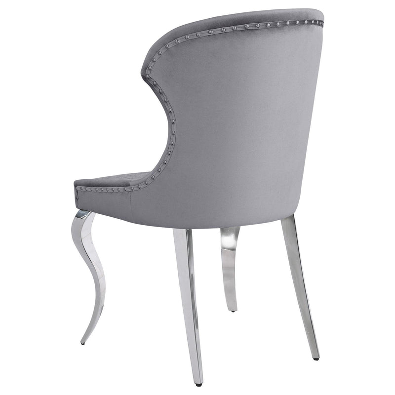 Coaster Furniture Cheyanne 190743 Upholstered Wingback Side Chair with Nailhead Trim - Chrome/Grey IMAGE 6