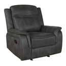 Coaster Furniture Lawrence 603506 Upholstered Tufted Back Glider Recliner - Charcoal IMAGE 1