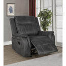 Coaster Furniture Lawrence 603506 Upholstered Tufted Back Glider Recliner - Charcoal IMAGE 5