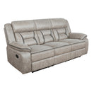 Coaster Furniture Greer 651351 Upholstered Tufted Back Motion Sofa - Taupe IMAGE 1