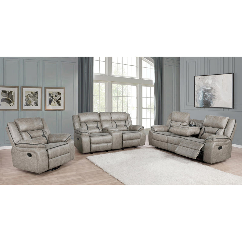 Coaster Furniture Greer 651351 Upholstered Tufted Back Motion Sofa - Taupe IMAGE 3