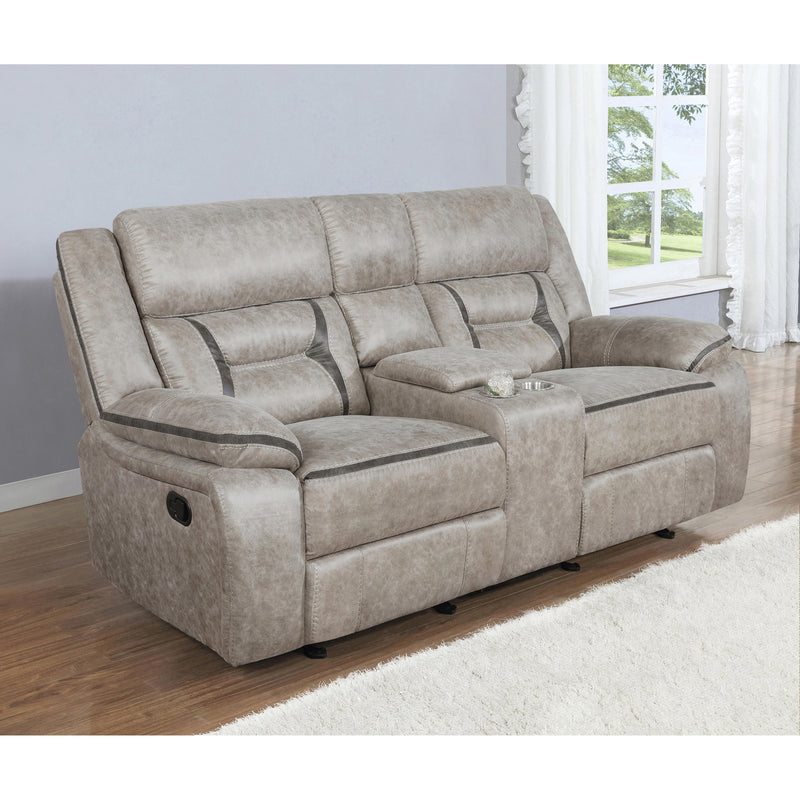 Coaster Furniture Greer 651352 Upholstered Tufted Back Glider Loveseat - Taupe IMAGE 5