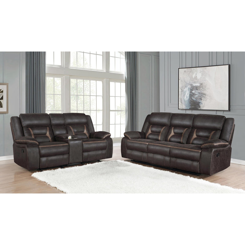 Coaster Furniture Greer 651354 Upholstered Tufted Back Motion Sofa - Dark Brown IMAGE 3