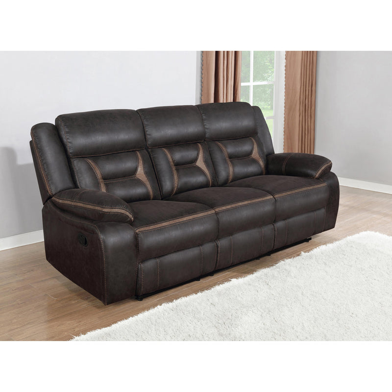Coaster Furniture Greer 651354 Upholstered Tufted Back Motion Sofa - Dark Brown IMAGE 4