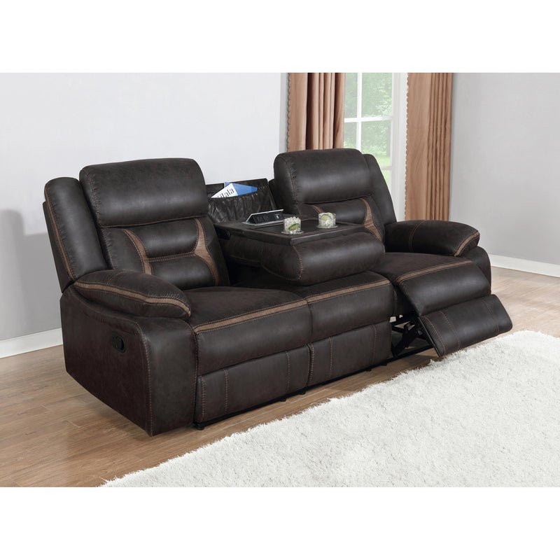 Coaster Furniture Greer 651354 Upholstered Tufted Back Motion Sofa - Dark Brown IMAGE 5
