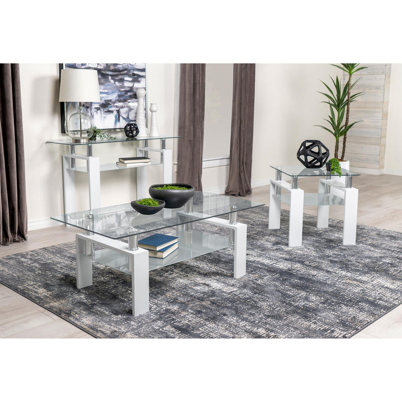 Coaster Furniture Dyer 703437 1-shelf Square Glass Top Side End Table - White IMAGE 6