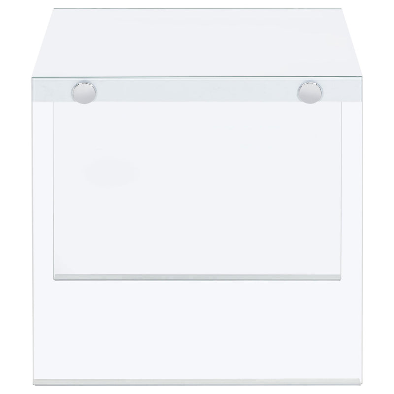 Coaster Furniture Opal 704147 Square Glass Frame Side End Table - White High Gloss IMAGE 8