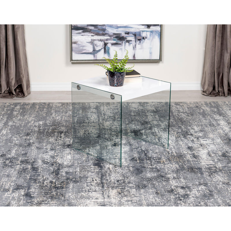 Coaster Furniture Opal 704147 Square Glass Frame Side End Table - White High Gloss IMAGE 9