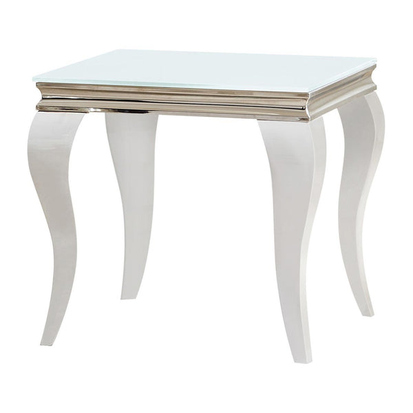 Coaster Furniture Luna 707767 Square End Table - White/Chrome IMAGE 1
