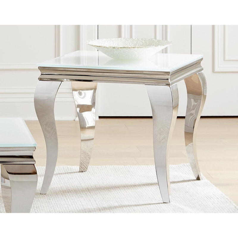 Coaster Furniture Luna 707767 Square End Table - White/Chrome IMAGE 2