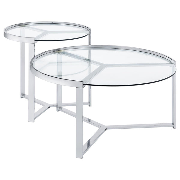 Coaster Furniture Delia 708400 2 pc Nesting Table - Chrome IMAGE 1