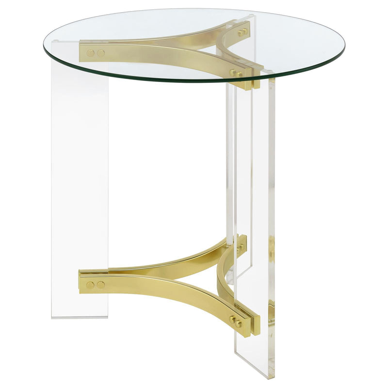 Coaster Furniture Janessa 710067 End Table - Clear/Matte Brass IMAGE 4
