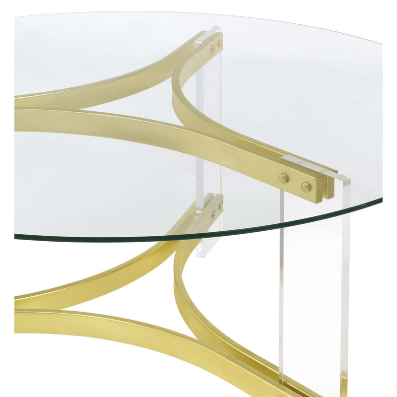 Coaster Furniture Janessa 710068 Coffee Table - Clear/Matte Brass IMAGE 8