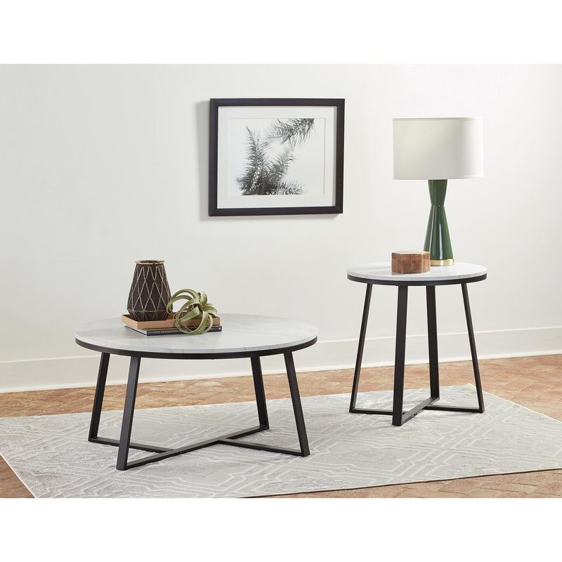 Coaster Furniture Hugo 723237 Metal Base Round End Table - White/Matte Black IMAGE 2