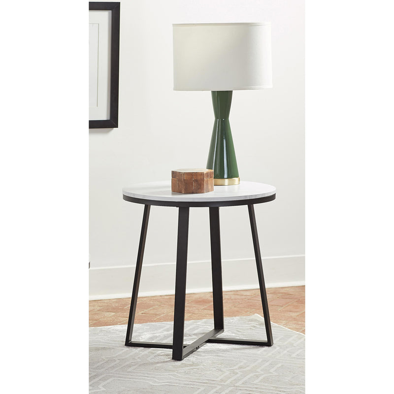 Coaster Furniture Hugo 723237 Metal Base Round End Table - White/Matte Black IMAGE 3