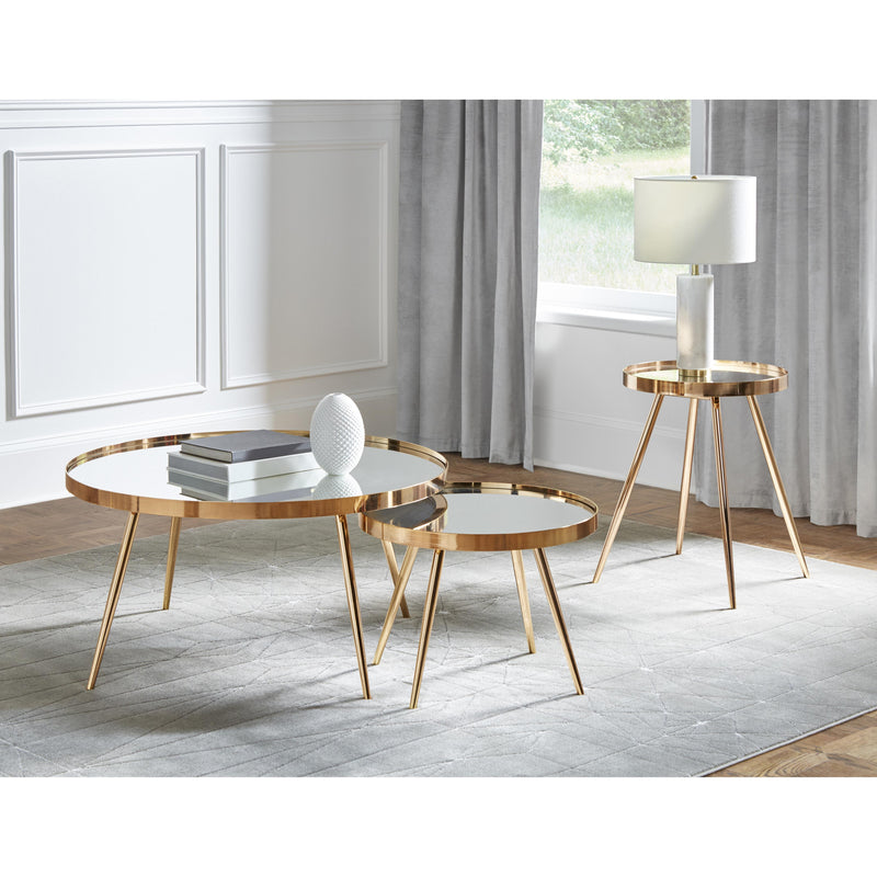 Coaster Furniture Kaelyn 723917 Round Mirror Top End Table - Gold IMAGE 2