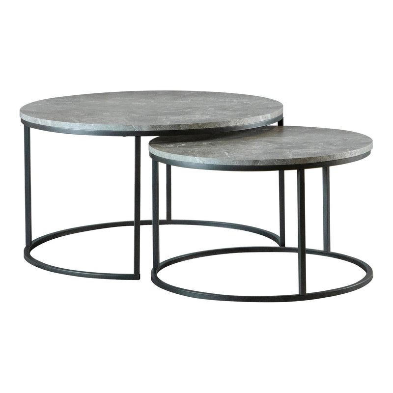 Coaster Furniture Lainey 736028 Round 2-Piece Nesting Coffee Table - Grey/Gunmetal IMAGE 1