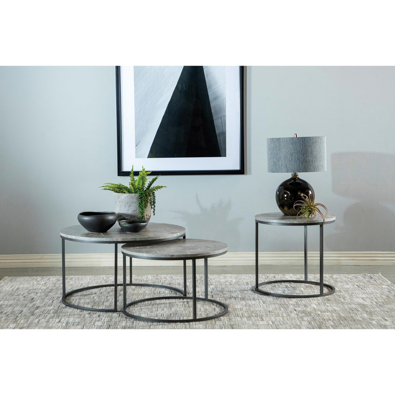 Coaster Furniture Lainey 736028 Round 2-Piece Nesting Coffee Table - Grey/Gunmetal IMAGE 4