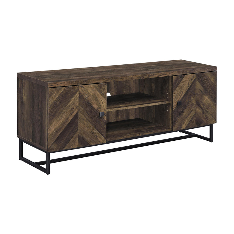 Coaster Furniture Myles 736052 2-Door TV Console With Adjustable Shelves - Rustic Oak Herringbone IMAGE 1