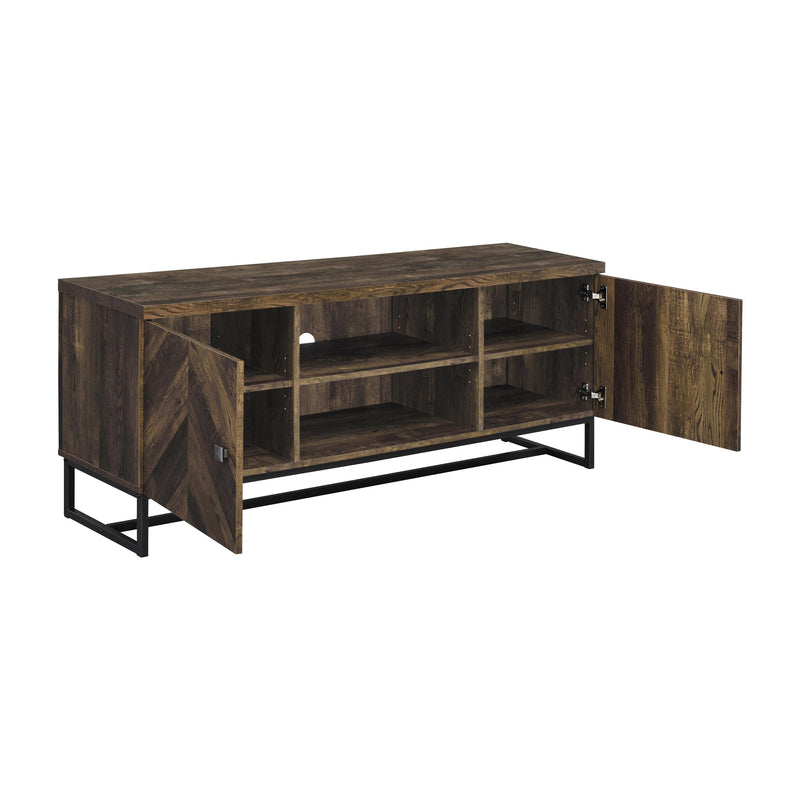 Coaster Furniture Myles 736052 2-Door TV Console With Adjustable Shelves - Rustic Oak Herringbone IMAGE 3