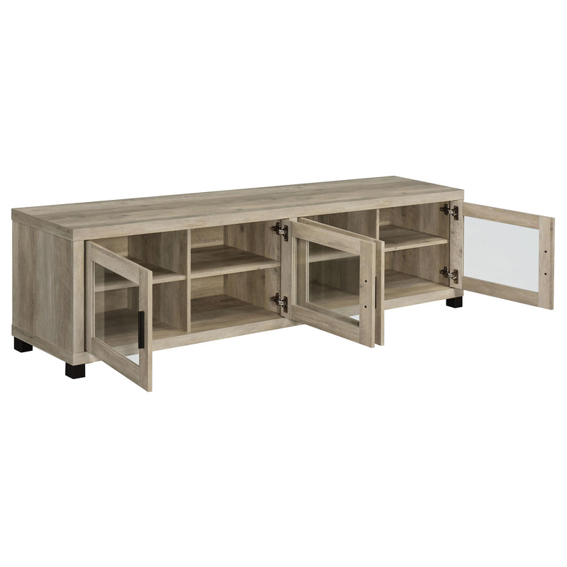 Coaster Furniture Sachin 736283 Rectangular TV Console With Glass Doors - Antique Pine IMAGE 2