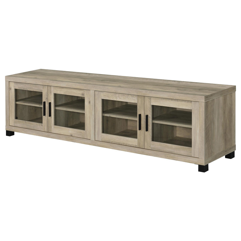 Coaster Furniture Sachin 736283 Rectangular TV Console With Glass Doors - Antique Pine IMAGE 4